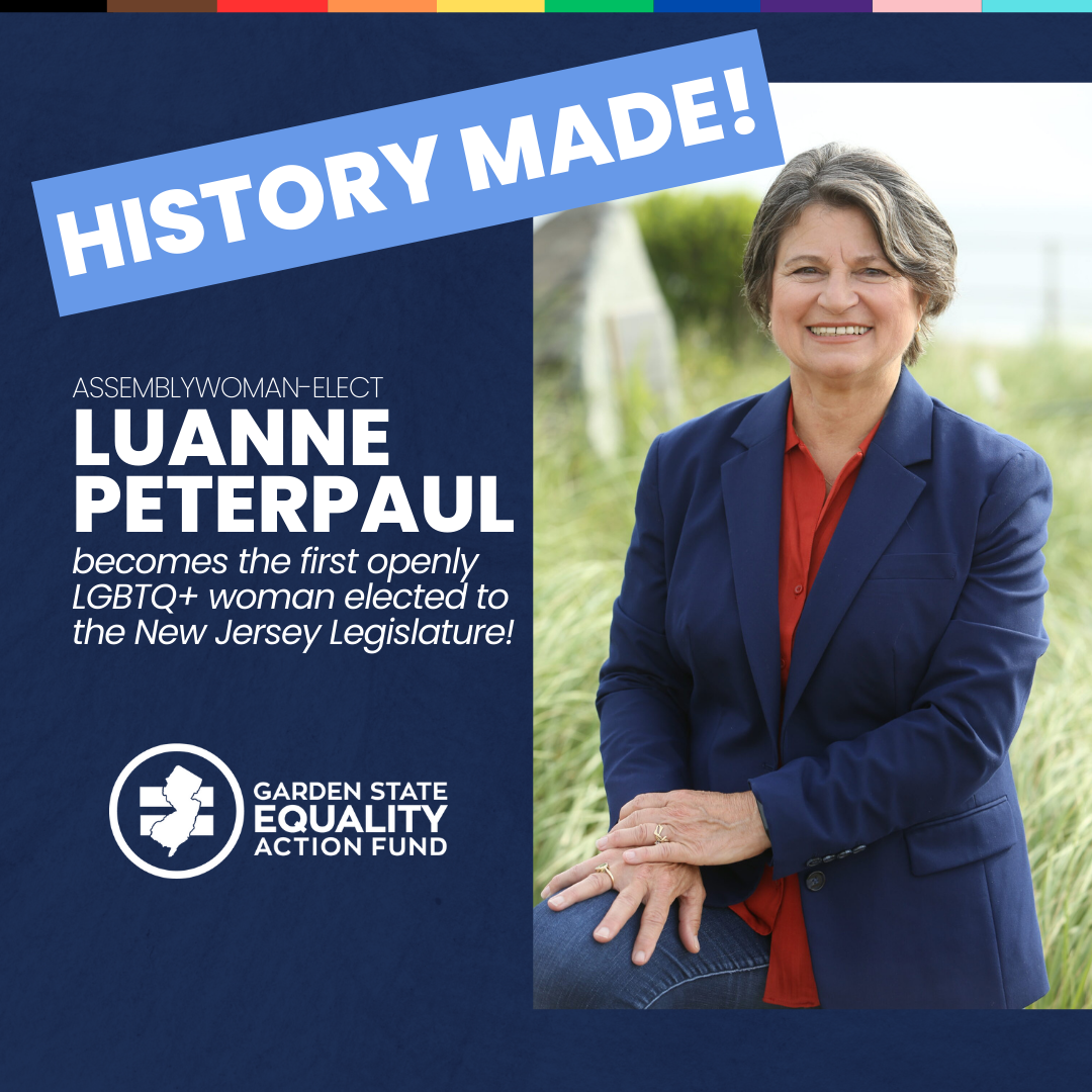 History made! Assemblywoman-elect Luanne Peterpaul becomes the first openly LGBQT+ woman elected to the New Jersey Legislature.